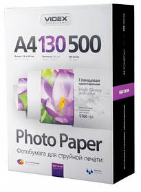 Videx Фотопапір HGA4 130/500 глянсовий 500 аркушів