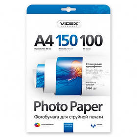 Videx Фотопапір HGA4 150/100 глянсова 100 аркушів