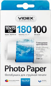Videx Фотопапір HGA6 180/100 глянсовий 100 аркушів