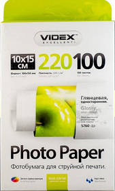 Videx Фотопапір HGA6 220/100 глянсова 100 аркушів