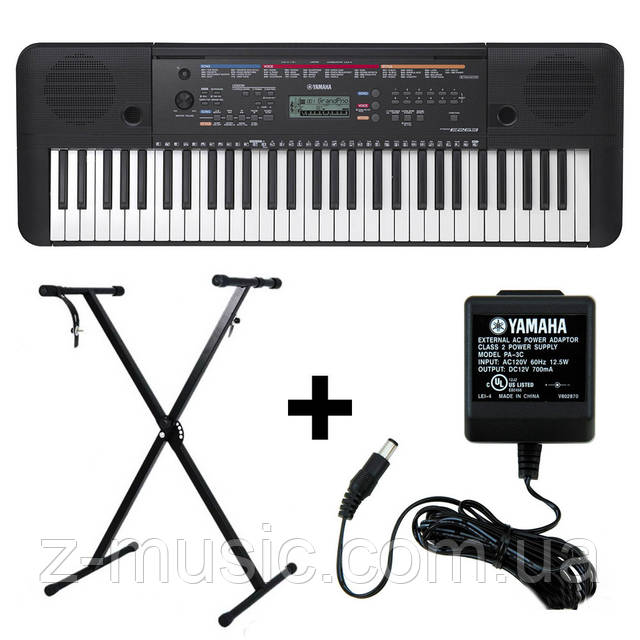 Синтезатор Yamaha PSR-E263 (стойка, блок питания, пюпитр