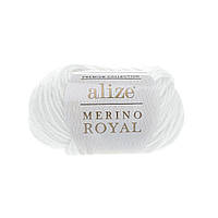 Alize MERINO ROYAL (Меріно Роял) № 55 білий (Вовняна пряжа, нитки для в'язання)