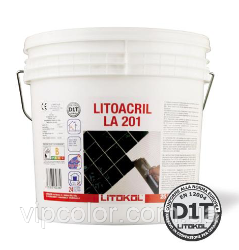 Дисперсійний, готовий до застосування клей білого кольору Litokol Litoacril LA201 5 кг