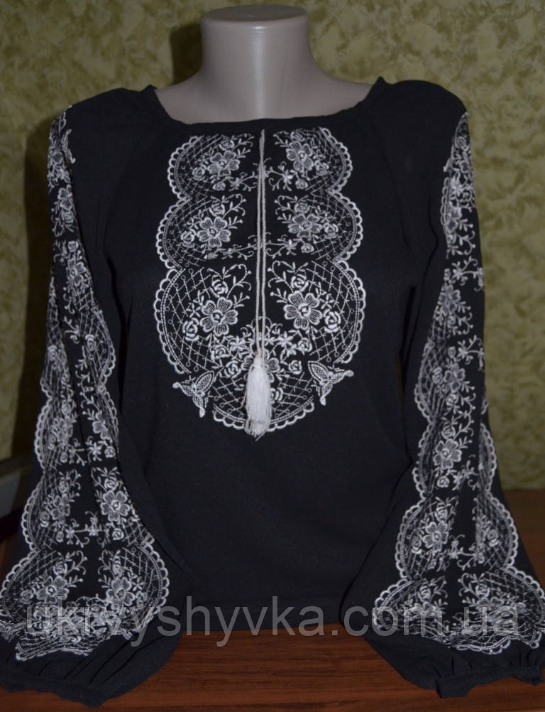 Шифонова вишиванка "Аманда" чорна