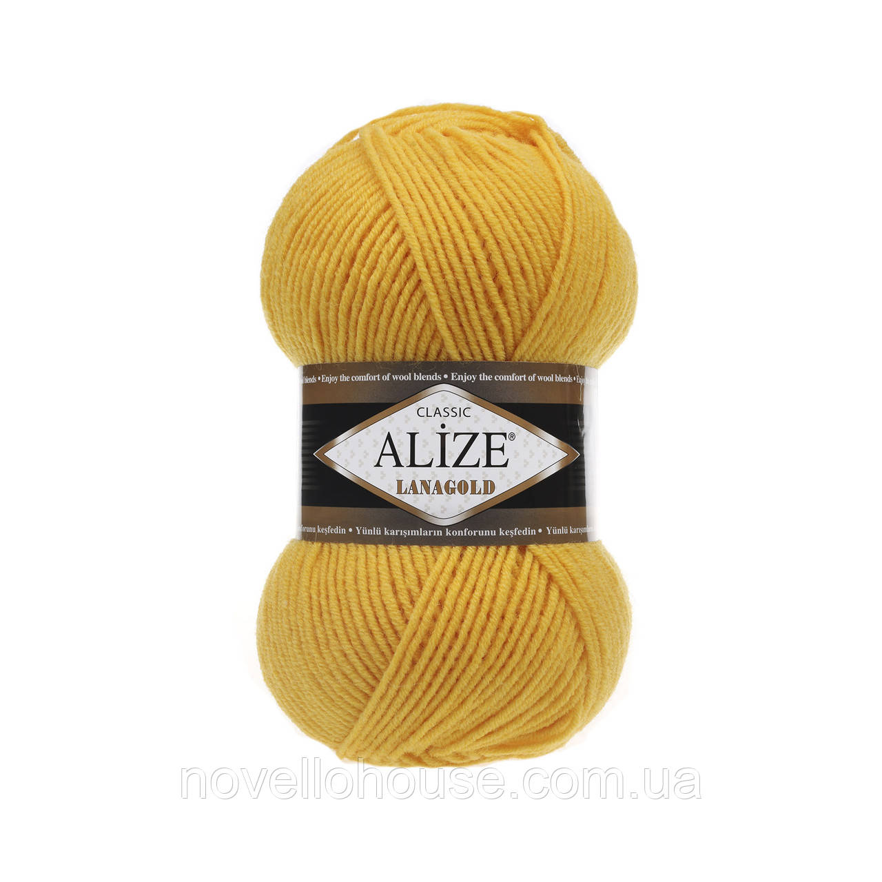 Alize LANAGOLD (Лана Голд) №216 жовтий (Пряжа, нитки для в'язання напіввовна)