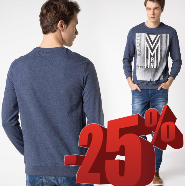 Синій чоловічий світшот De Facto/ Де Факто з малюнком на грудях