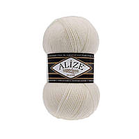 Alize SUPERLANA KLASIK (Суперлана Класік) № 62 молочний (Пряжа напіввовна, нитки для в'язання)