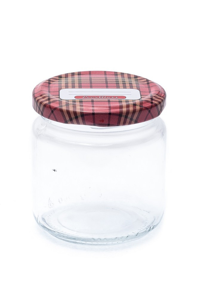 Банка стеклянная 200 мл для консервации Everglass с красной крышкой ...