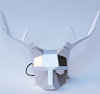 Маска Олень из бумаги, паперкрафт, бумажный конструктор 3D сборная модель набор для сборки серебро