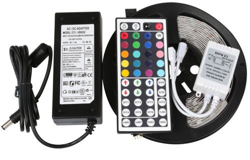 Світлодіодний комплект стрічка RGB 5050 300 шт./5 м IP20 + контролер 44 кнопки + блок живлення 5 A