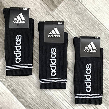 Шкарпетки чоловічі демісезонні х/б спортивні Adidas, Athletic Sports, високі, чорні, 12505