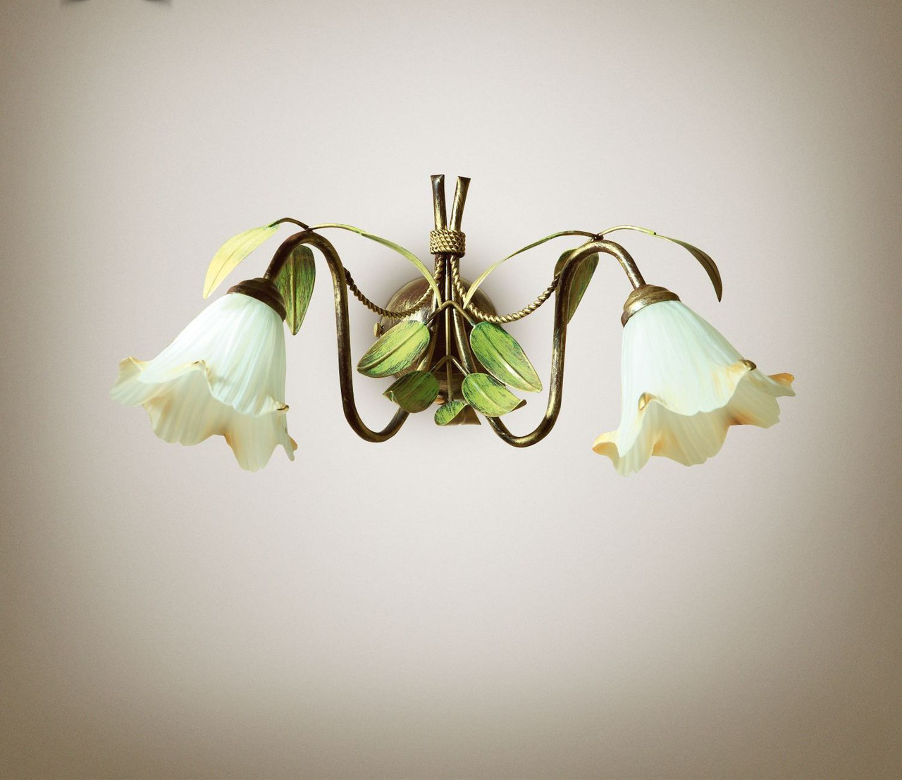 Бра металлическое на две лампы в стиле флористика 10913 серии "Оливка" - фото 1 - id-p86279419