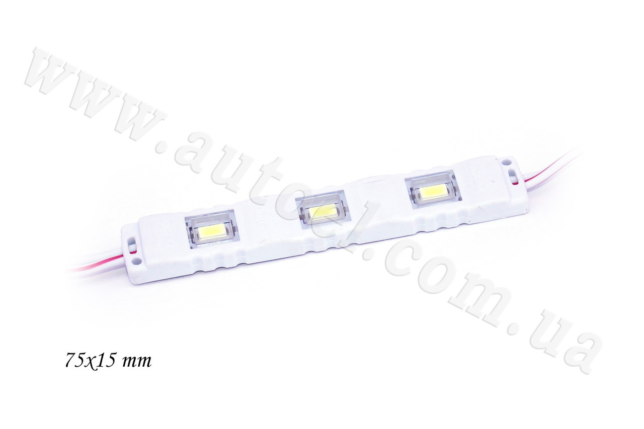 Світлодіодний модуль 12 V 3 SMD 5630 (75 mm*12 mm) білий, фото 1