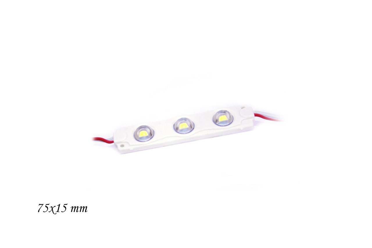 Світлодіодний модуль 12V 3  SMD 5730 с линзой (75mm*15mm) білий, фото 1