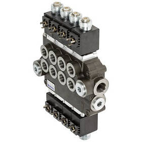 Розподільник моноблоковий Z80 — 4 секції з запобіжним клапаном ( електромагнітне керування) — 24V DC