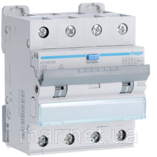 Диференційний автоматичний вимикач 4P 6kA C-20A Hi 300mA, фото 1