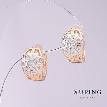 Сережки Xuping в стилі "Версаче" d-9мм L-12мм позолота 18к, родій