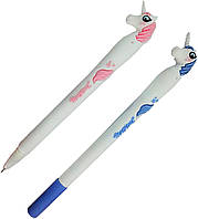Ручка-сувенир, "ЕДИНОРОГ", резиновая, гель, синий.
