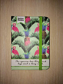 Блокнот Flamingo для записів в лінію з фламінго зелений А7 кишеньковий