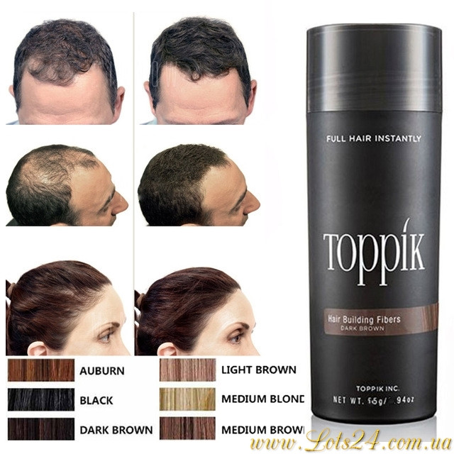 Пудра для волосся Toppik hair fibers кератинова пудра для об'єму кератиновый камуфляж лисини