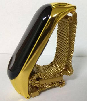 Сталевий ремінець для Xiaomi Mi Band 3 - Milanese Design gold, фото 2