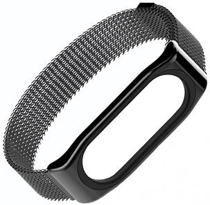 Сталевий ремінець для Xiaomi Mi Band 3 Milanese Design Black, фото 2