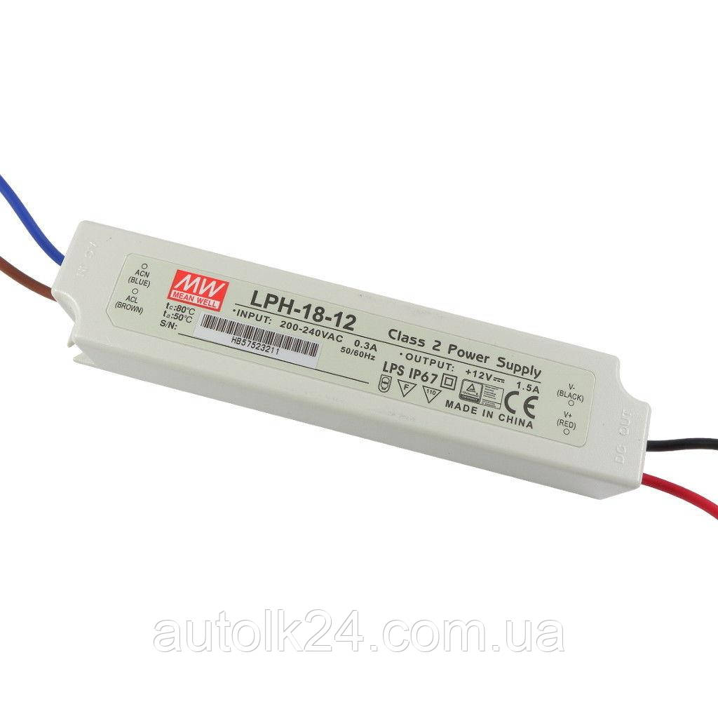 Блок живлення MW Mean Well LPH-18-12 1,5А — IP67 герметичний