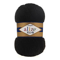 Alize ANGORA REAL 40 (Ангора Реал 40) № 60 черный (Полушерстяная пряжа, нитки для вязания)