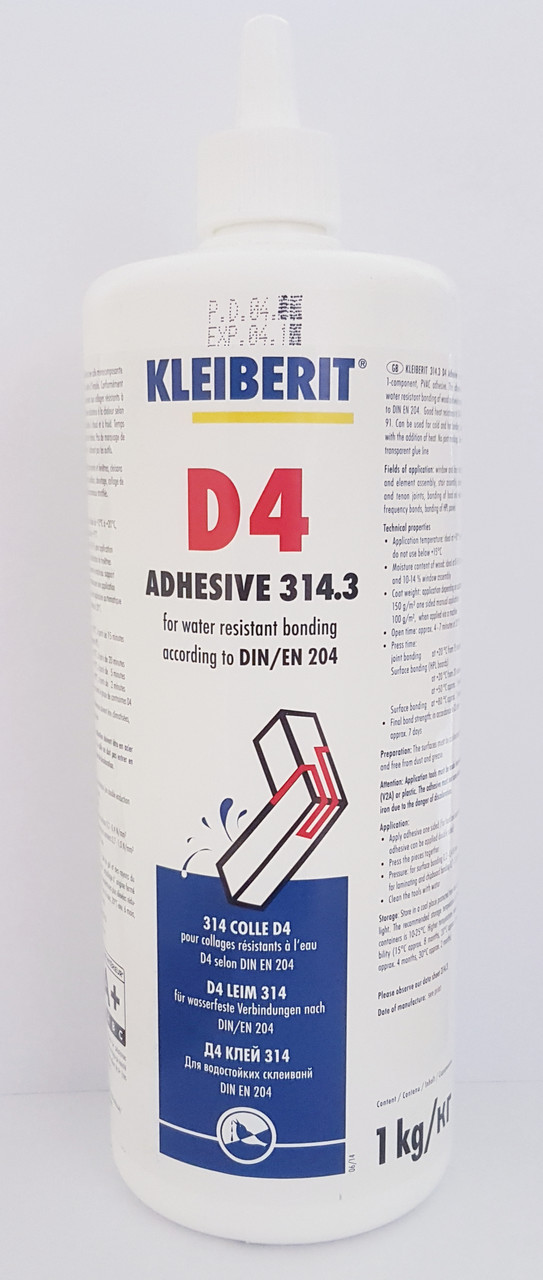 Клей Д4 Клейберит 314.3 поліуретановий вологостійкий, упаковка 1 кг, Німеччина