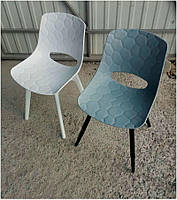 Стілець Lang OW-194Q блакитний поліпропілен із чорними металевими ніжками, фото 3