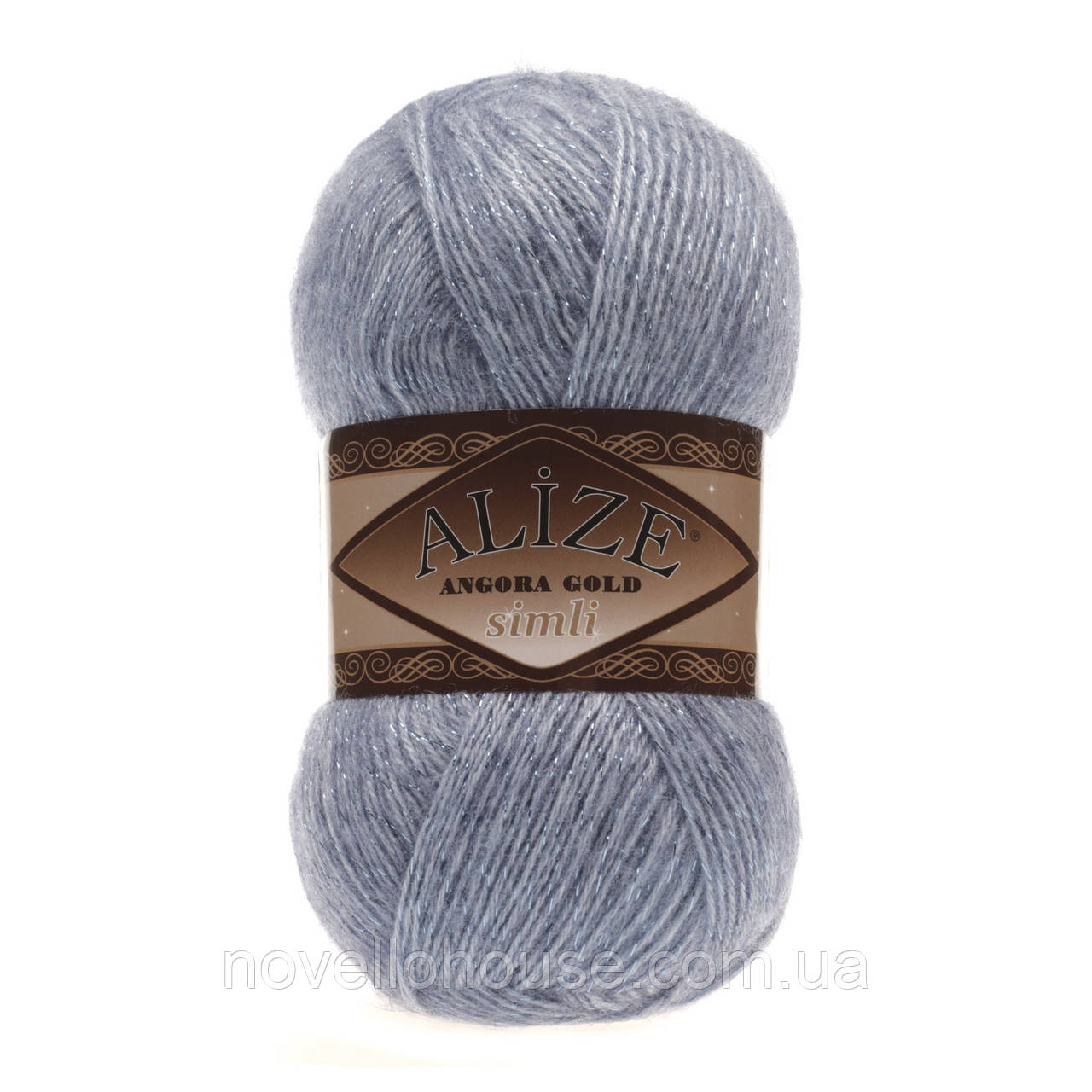 Alize ANGORA GOLD SIMLI (Ангора Голд Сімлі) № 221 світлий джинс меланж (Вовняна пряжа з металіком, нитки для в'язання)