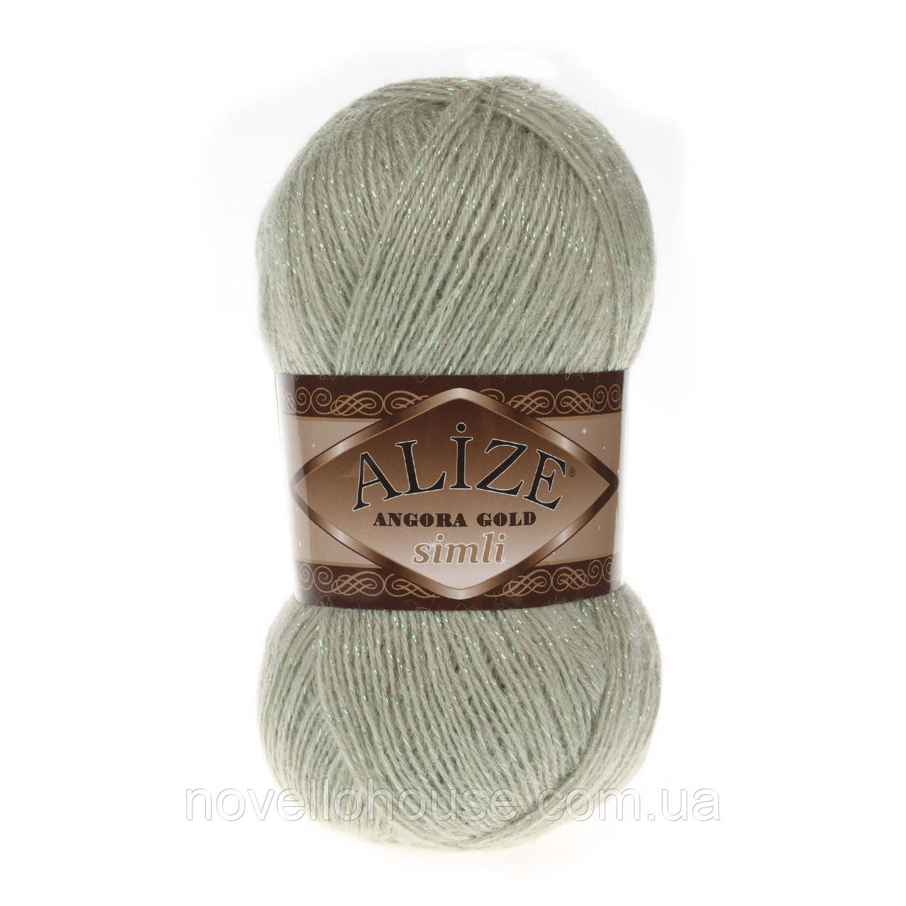 Alize ANGORA GOLD SIMLI (Ангора Голд Сімлі) № 267 оливковий (Вовняна пряжа з металіком, нитки для в'язання)