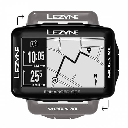 Велокомп'комп'ютер LEZYNE MEGA XL GPS чорний, фото 2