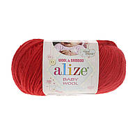 Alize BABY WOOL (Бейби Вул) №56 красный (Смешаная пряжа, нитки для вязания)