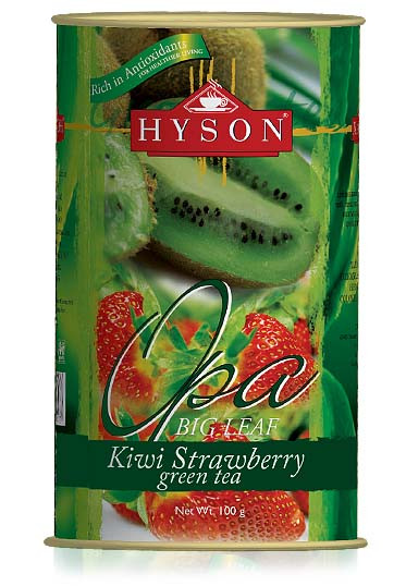 Чай зелений крупнолистовий Hyson OPA Strawberry Kiwi з шматочками ківі і полуниці 100 м з/б