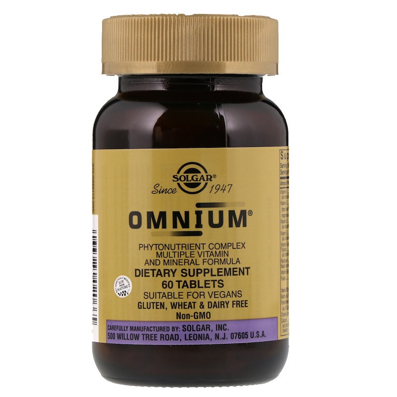 Вітаміни Omnium Multiple Vitamin and Mineral Formula Solgar 60 таблеток - фото 1 - id-p920977061