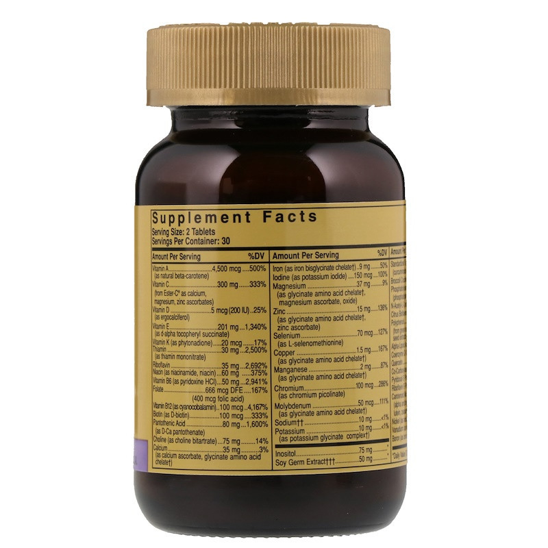 Вітаміни Omnium Multiple Vitamin and Mineral Formula Solgar 60 таблеток - фото 2 - id-p920977061