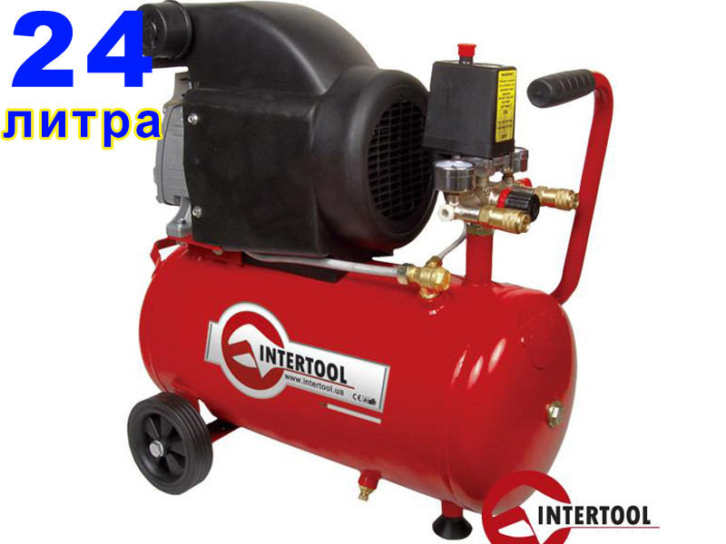 Масляный компрессор на 24 литра 1,5 кВт, 2 HP Intertool PT-0010 - фото 2 - id-p85748313