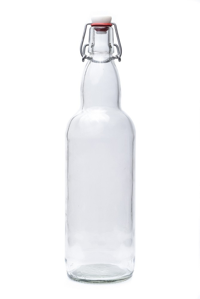 Скляна пляшка 1 л з бугельним замком для зберігання і подачі напоїв Everglass Литва