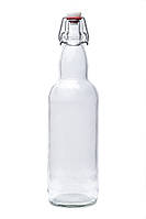 Скляна пляшка 1 л з бугельним замком для зберігання і подачі напоїв Everglass Литва