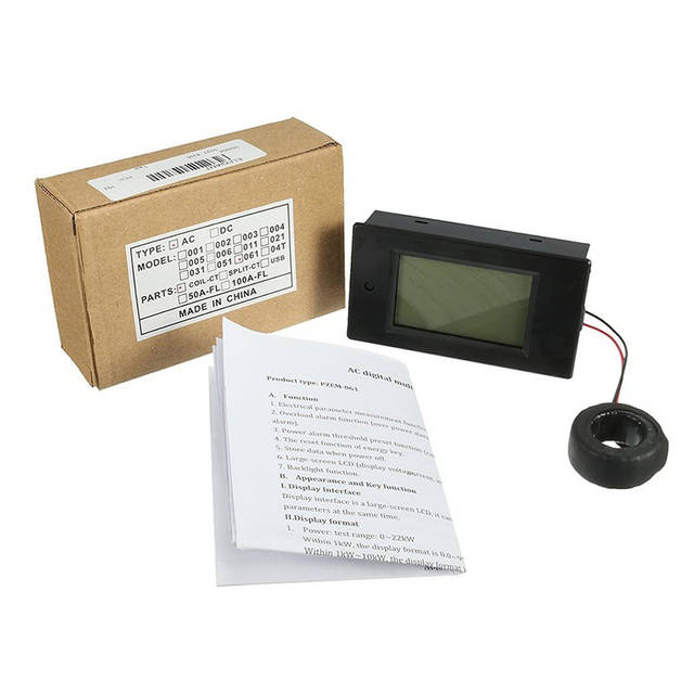 Ватраметр, Амперметр, вольтраметр PZEM-021 LCD AC 80V-260V/20A