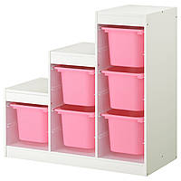Комбинация для хранения игрушек TROFAST, белый, розовый, IKEA, 293.355.35