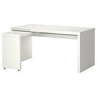 Письменный стол IKEA MALM с выдвижной панелью, белый, IKEA, 702.141.92