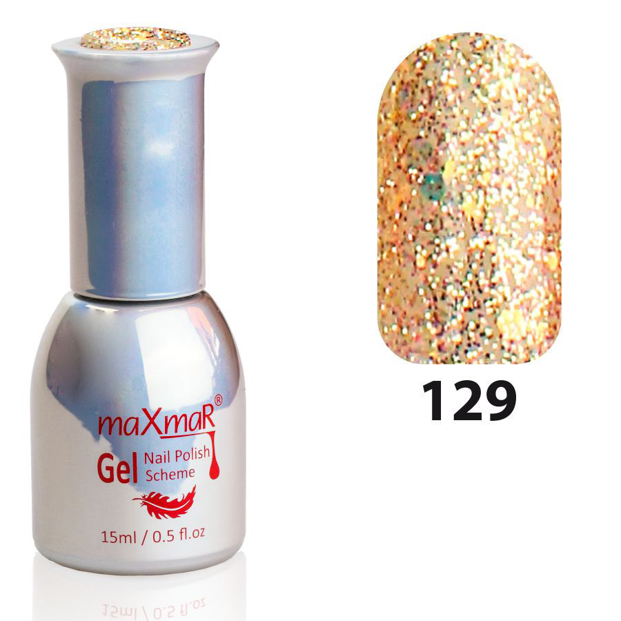 Гель-Лак M-15 № 129 Золото з великим мерехтінням., фото 1