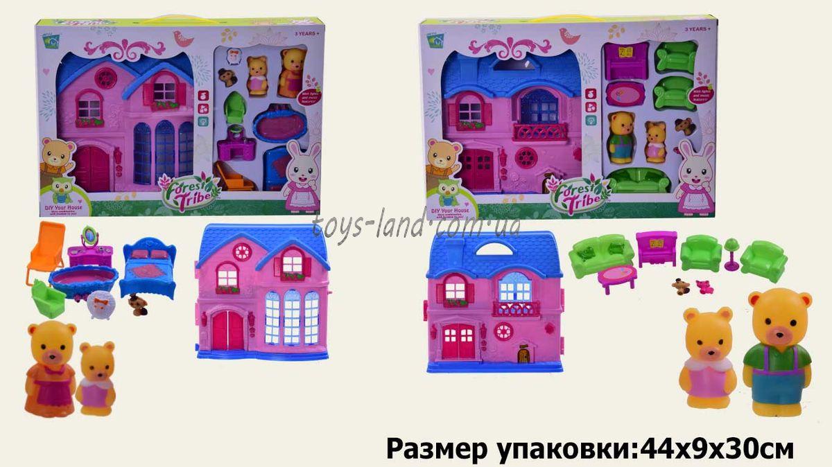 Ігровий набір лісові жителі 60239AB (18шт) будиночок, тварини, меблі, в кор. 44*9*30см