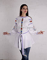 Заготовка для вишивки женской сорочки БС-119-2 Вишиванка, бежево-сірий, домоткане полотно