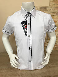 Дитяча біла сорочка з коротким рукавом, 2-7 років