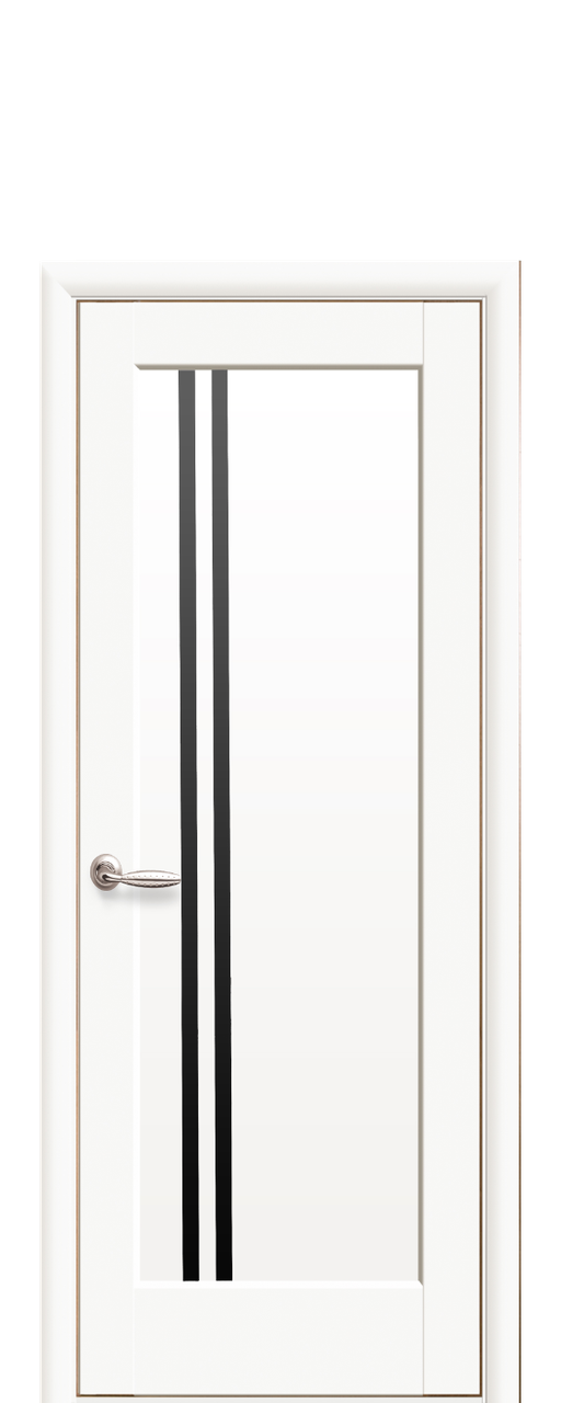 Дверне полотно Делла Білий Матовий з чорним склом