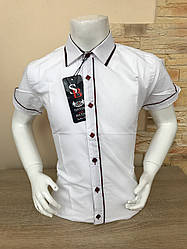 Дитяча біла сорочка з коротким рукавом, 7-12 років (4045-03)