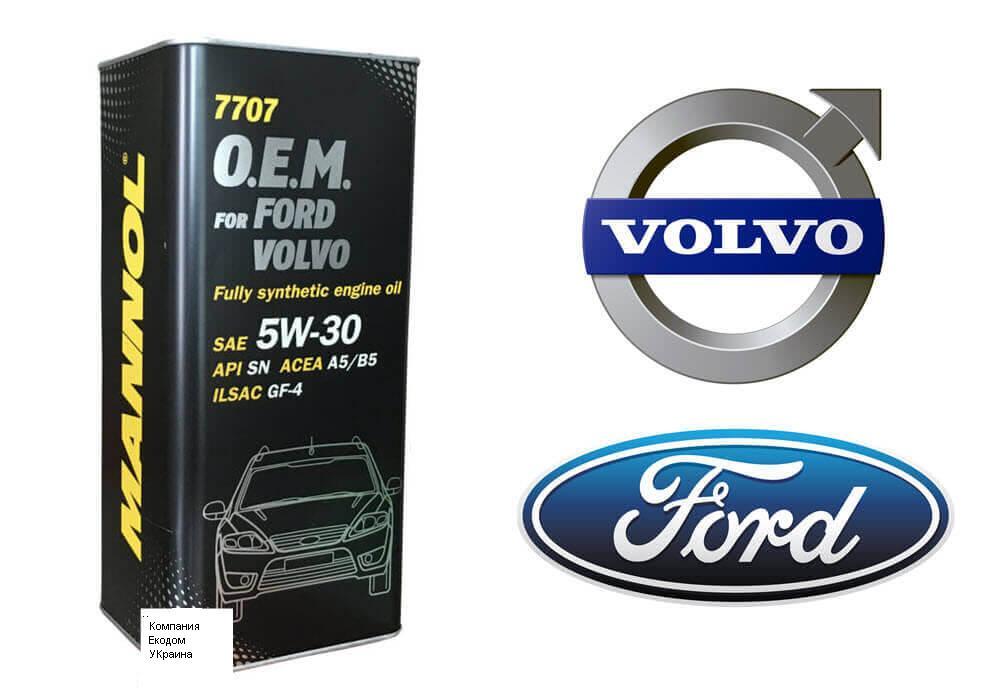 Масло моторне O. Е. М. SAE 5W/30/5л 7707 Metal FORD Volvo синтетичне Mannol API SN/CF